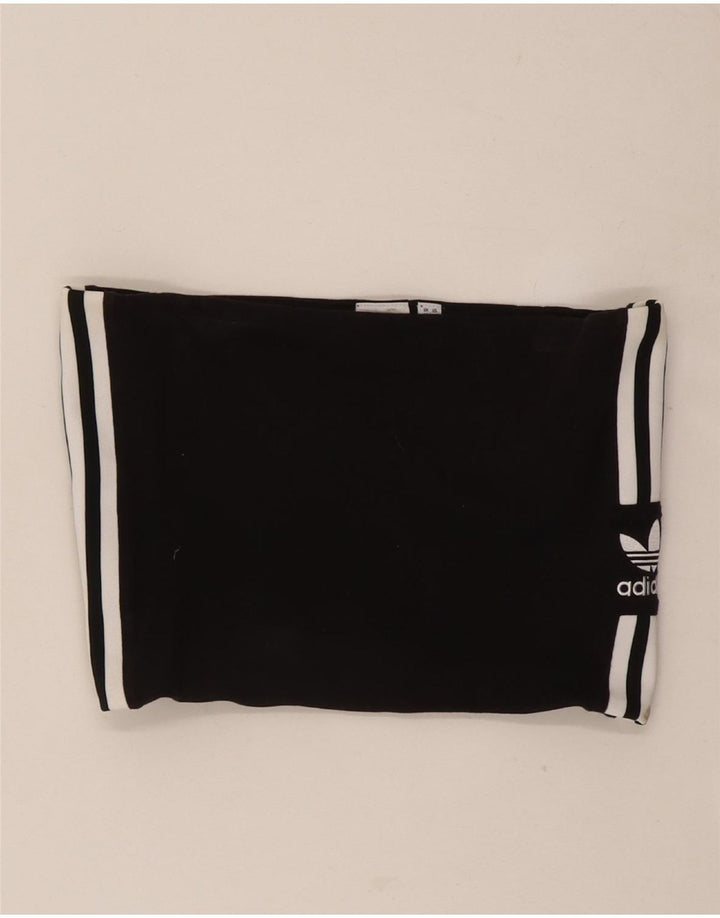 Adidas Womens Crop Strapless Top UK 12 Medium Black Cotton