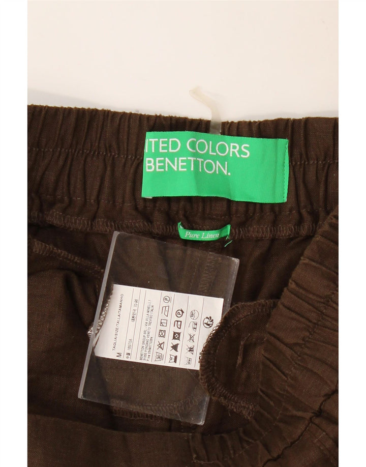 BENETTON Womens Tapered Chino Trousers Medium W28 L27 Brown Linen