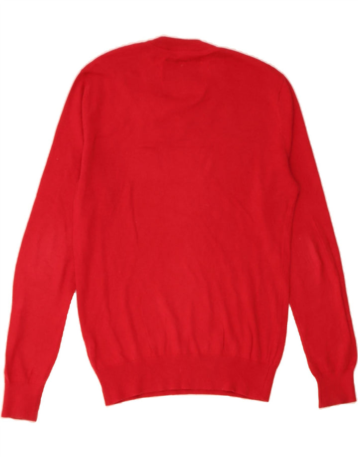 JACK WILLS Mens V-Neck Jumper Sweater Small Red Cotton Vintage Jack Wills and Second-Hand Jack Wills from Messina Hembry 