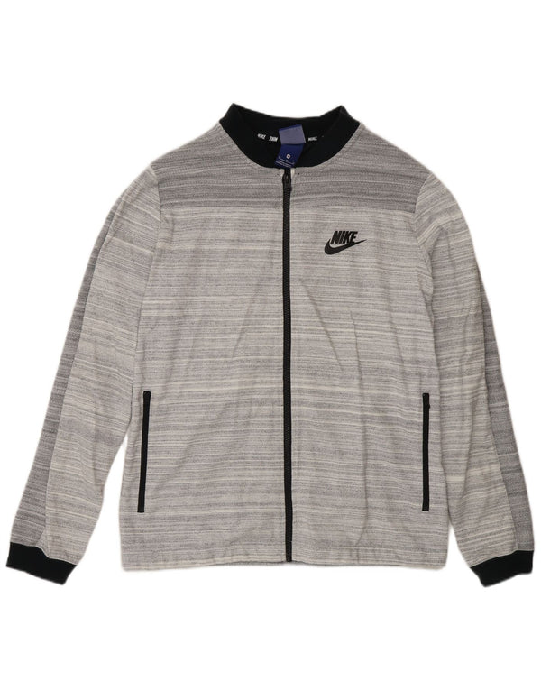 Nike Womens Regular Fit Tracksuit Top Jacket Medium Grey Striped Cotton