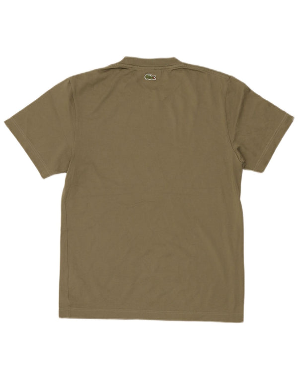 Lacoste Mens Classic Fit Graphic T-Shirt Top Size 2 XS Khaki Cotton