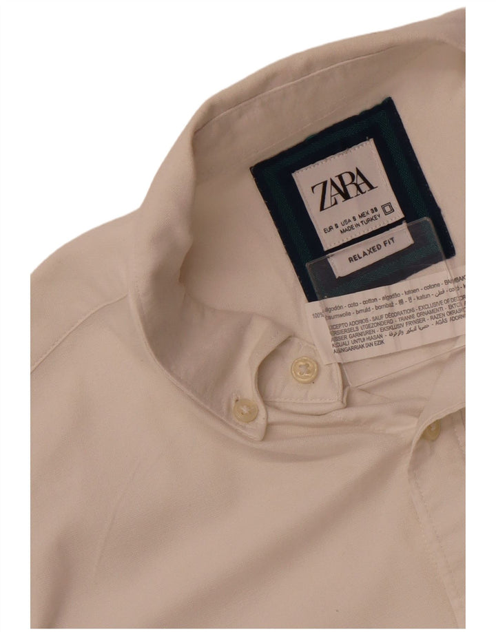 ZARA Mens Relaxed Fit Shirt Small White Cotton