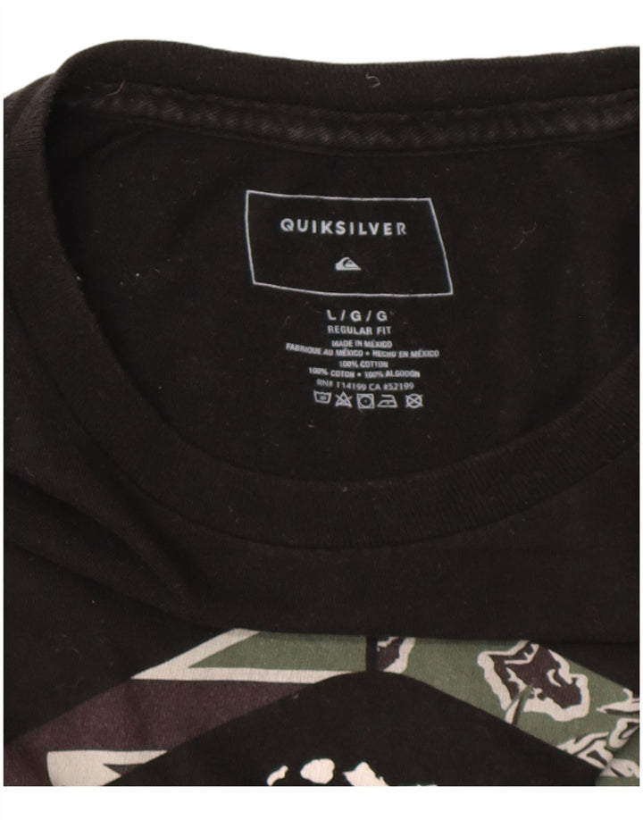 QUIKSILVER Mens Hawaii Regular Fit Graphic T-Shirt Top Large Black Cotton