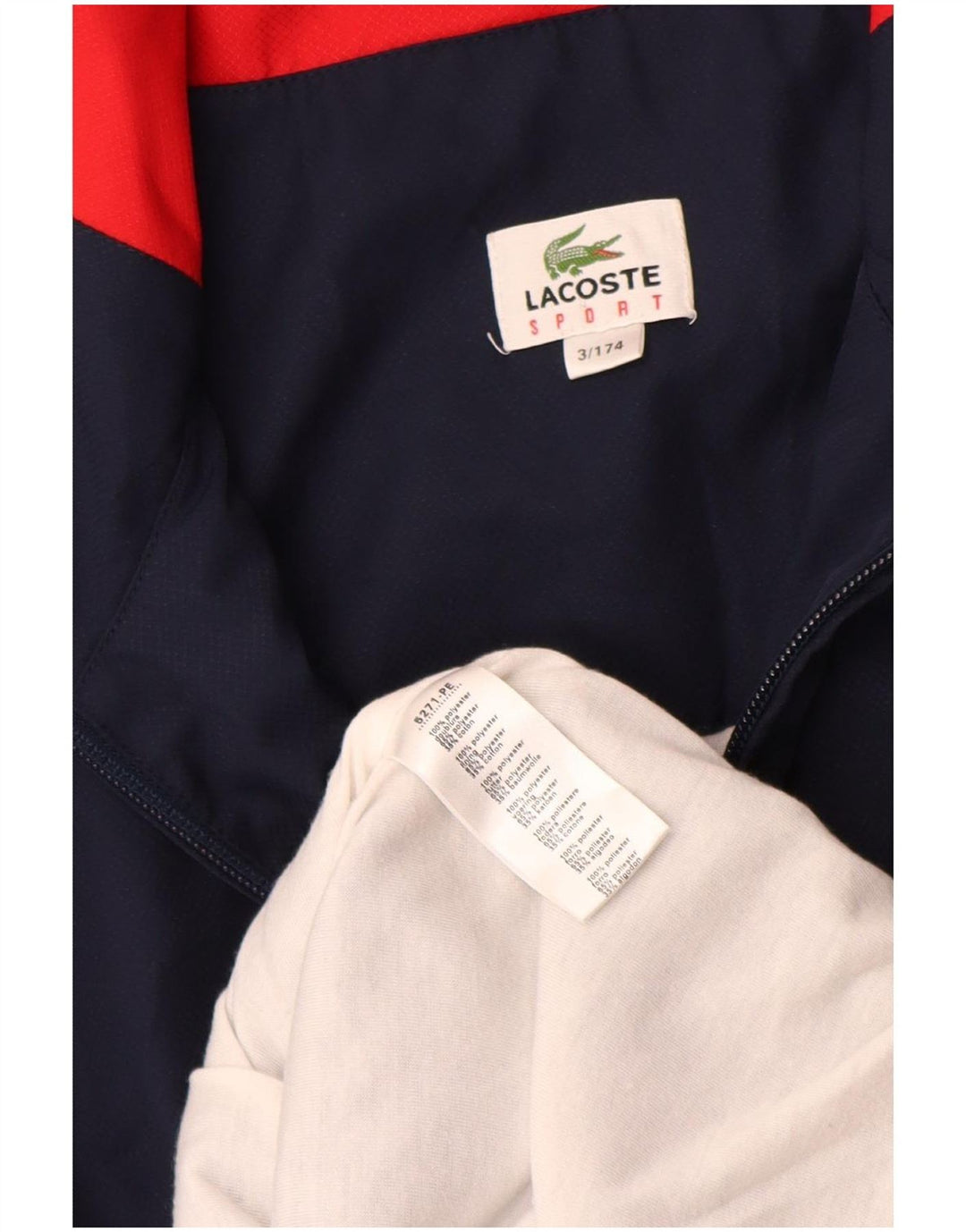 Lacoste Mens Tracksuit Top Jacket Size 3 Small Navy Blue Colourblock