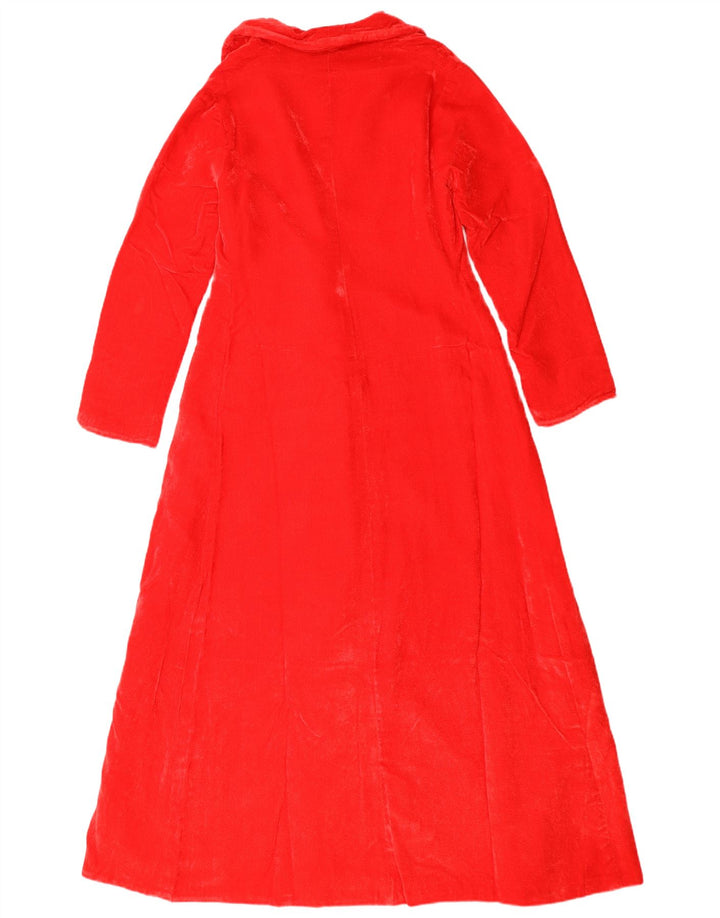Vintage Womens Velour Double Breasted Coat UK 12 Medium Red