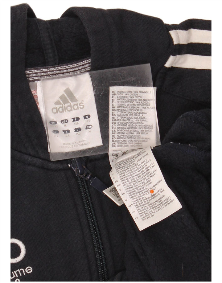 ADIDAS Boys Zip Hoodie Sweater 11-12 Years Navy Blue Cotton