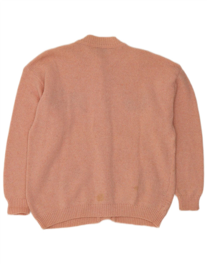 VINTAGE Womens Cardigan Sweater UK 16 Large Pink Floral Wool