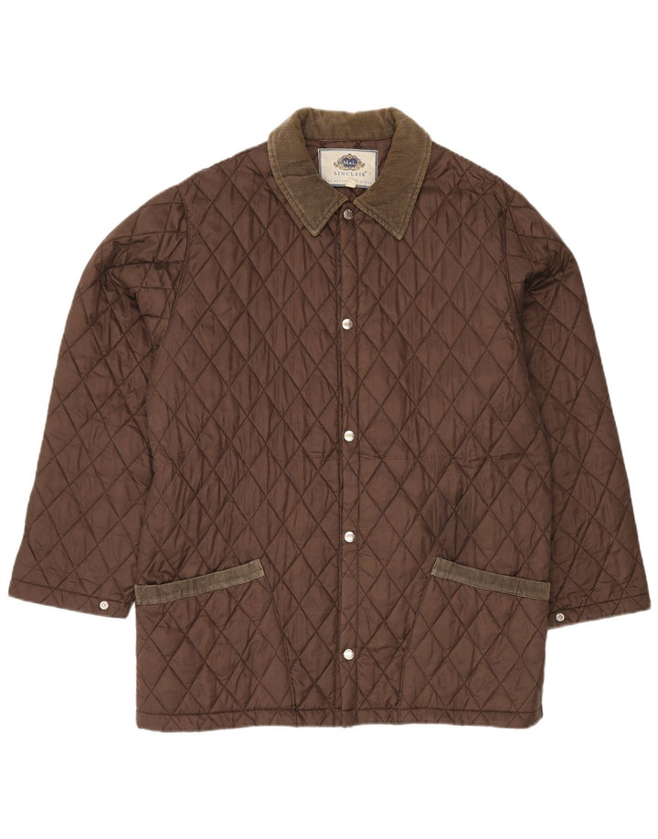 SINCLAIR Mens Quilted Jacket UK 38 Medium Brown Nylon