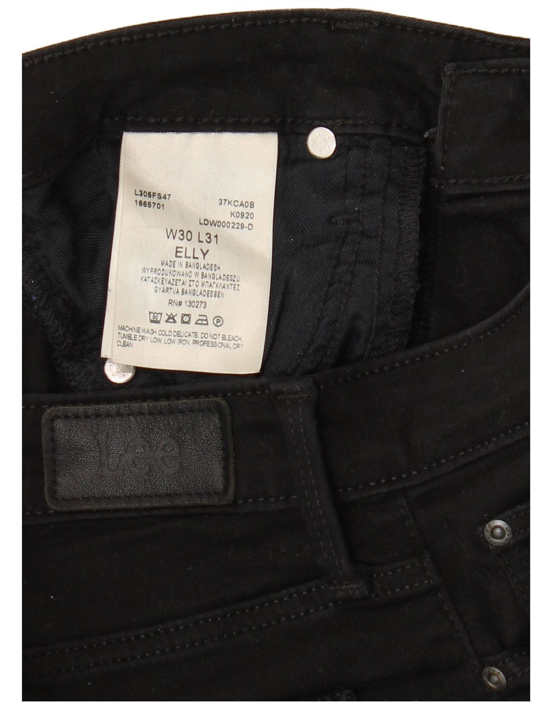 LEE Womens Elly Slim Jeans W30 L28 Black Cotton