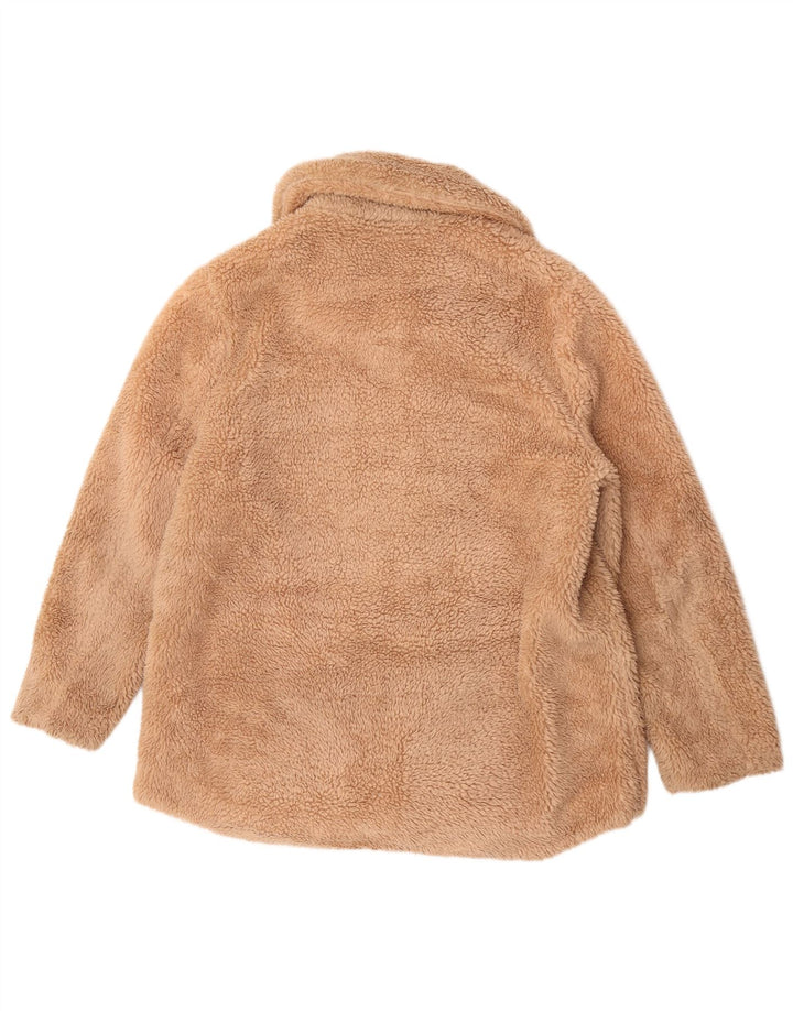 Marks & Spencer Womens Teddy Bear Fleece Jacket UK 14 Large Beige Polyester