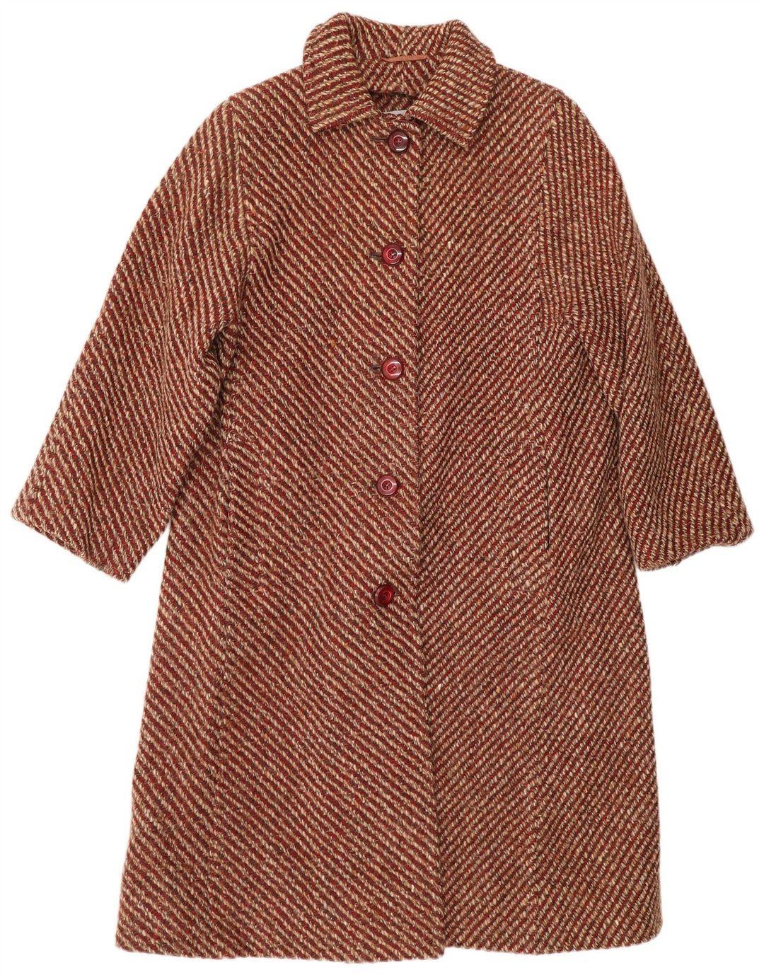 AQUASCUTUM Womens Overcoat UK 12 Medium Red Flecked New Wool Classic