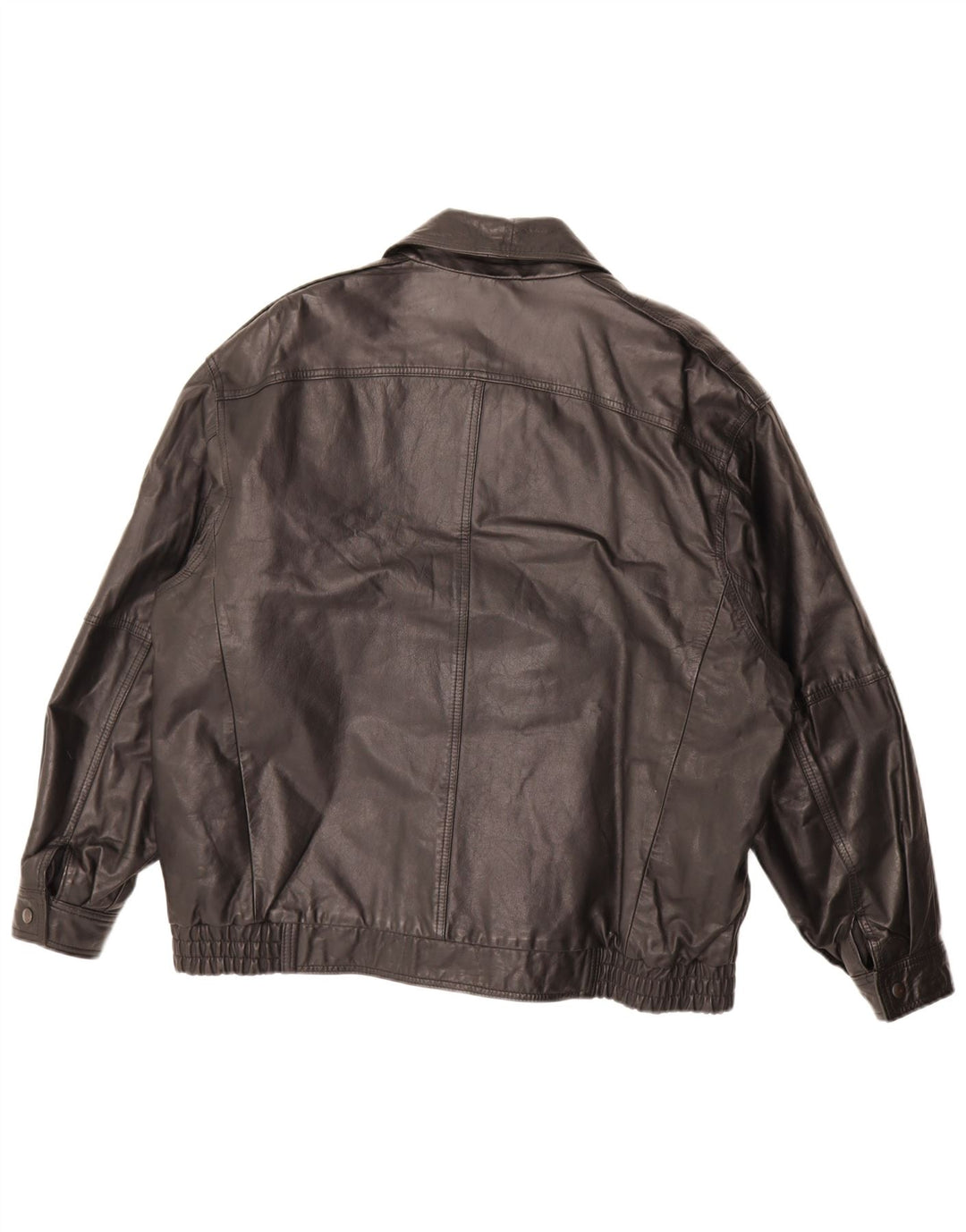 ST MICHAEL Mens Leather Jacket UK 42 XL Black Leather
