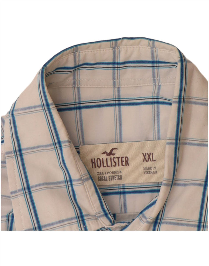 HOLLISTER Boys Short Sleeve Shirt 15-16 Years 2XL White Check