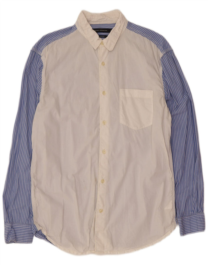 French Connection Mens Shirt Medium White Colourblock Cotton