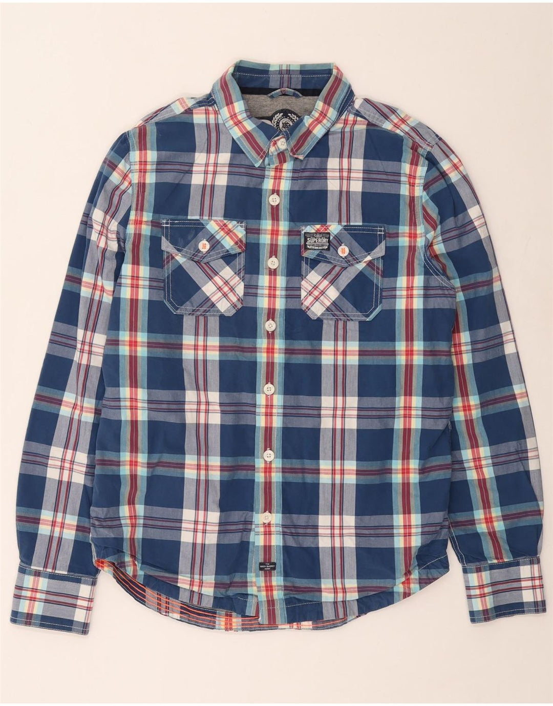 SUPERDRY Mens Shirt XL Blue Check Cotton