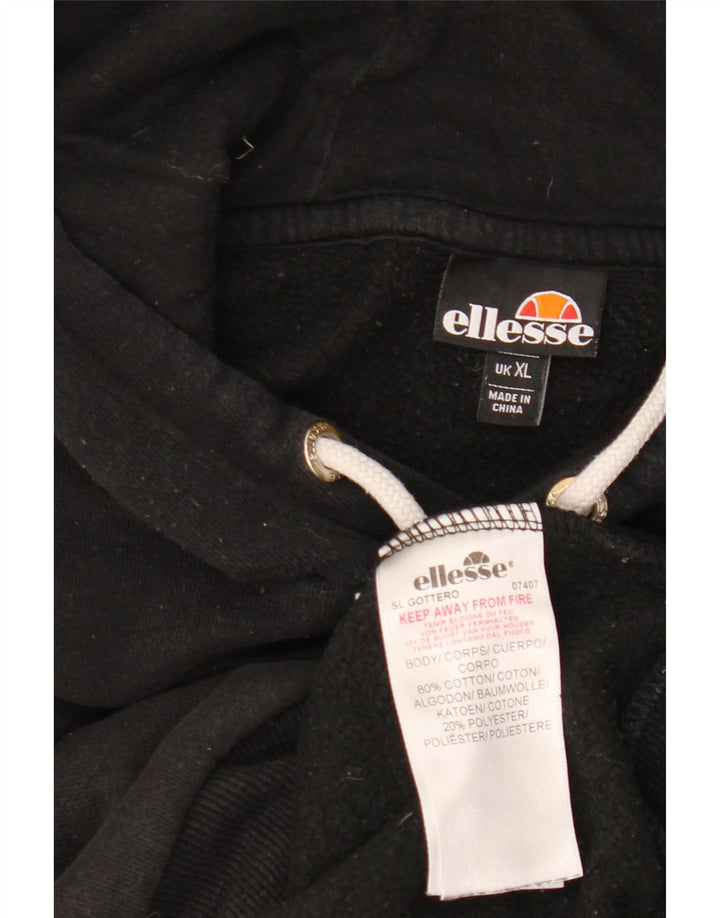 ELLESSE Mens Graphic Hoodie Jumper XL Black Cotton