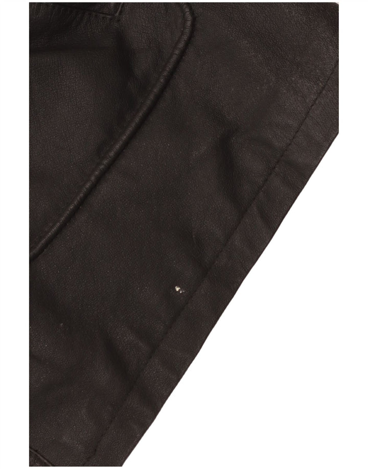Vintage Mens Duffle Leather Jacket UK 42 XL Black Leather
