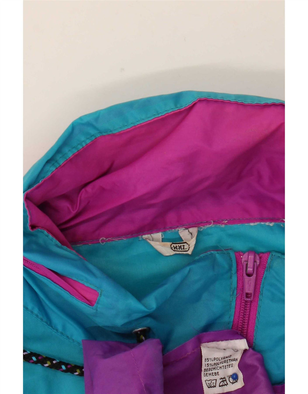 Vintage Mens Pullover Rain Jacket UK 44 2XL Purple Colourblock Polyamide
