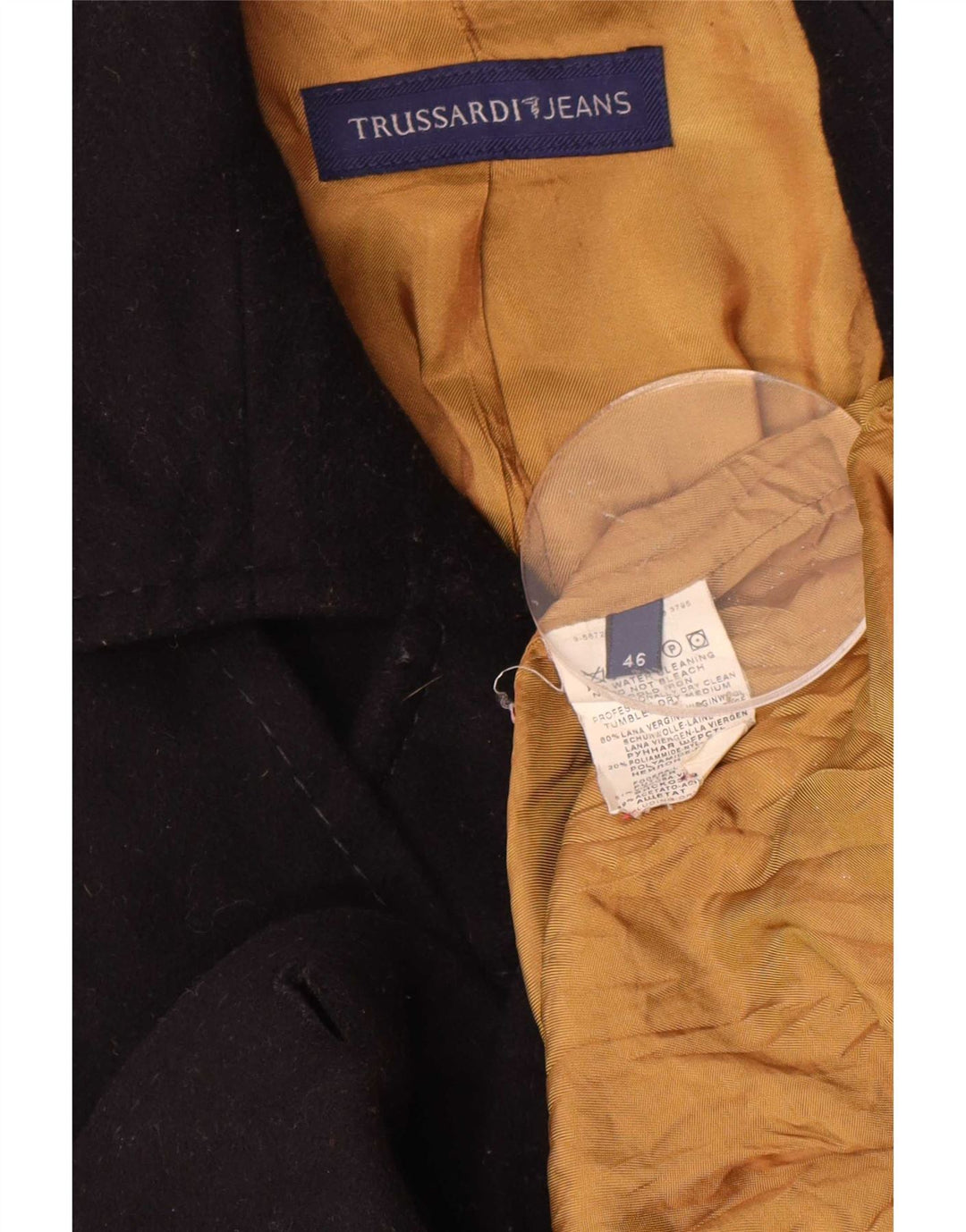 Trussardi Jeans Womens 4 Button Blazer Jacket IT 46 Large Navy Blue Wool