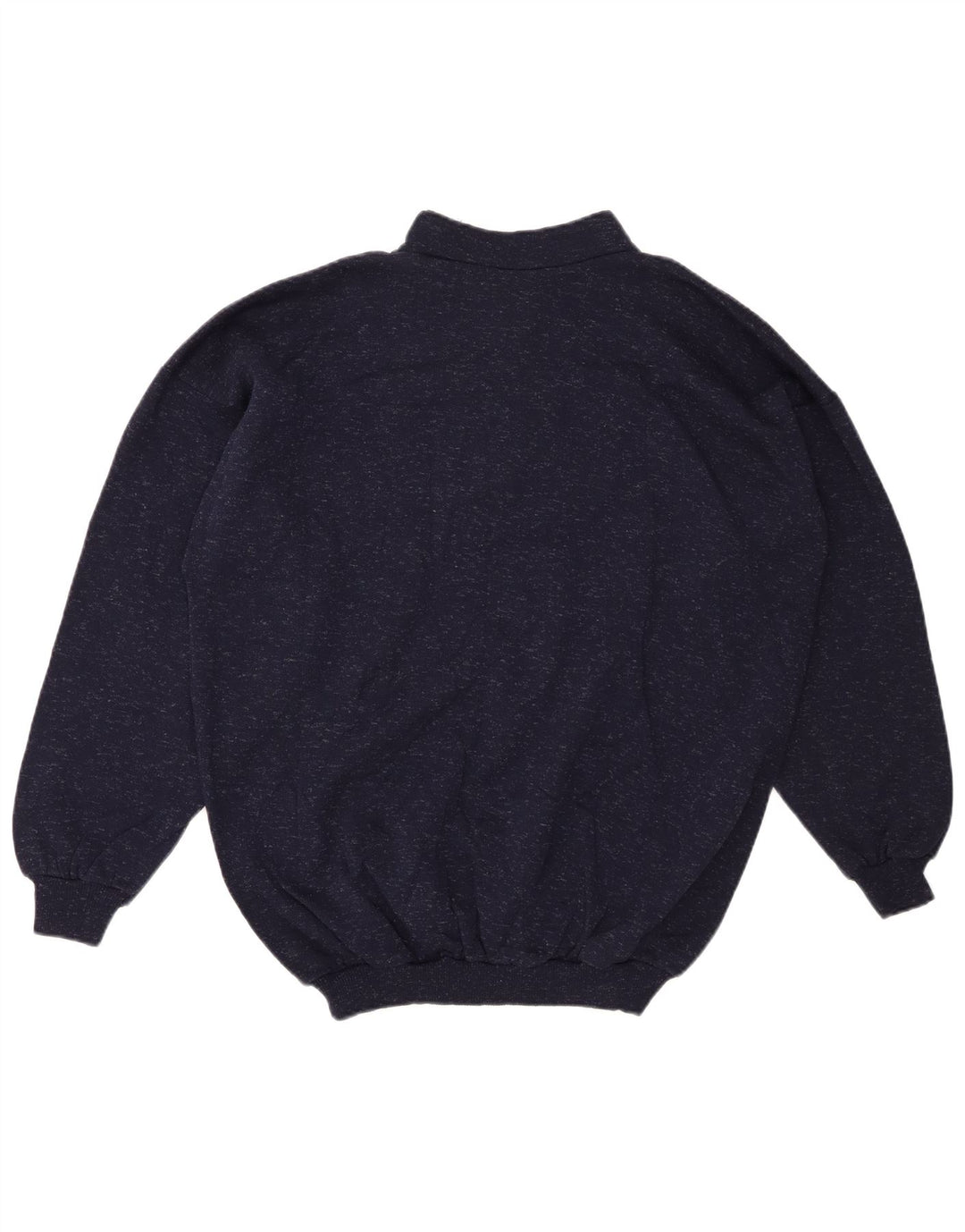 VINTAGE Womens Zip Neck Jumper Sweater UK 20 2XL Navy Blue Flecked Cotton