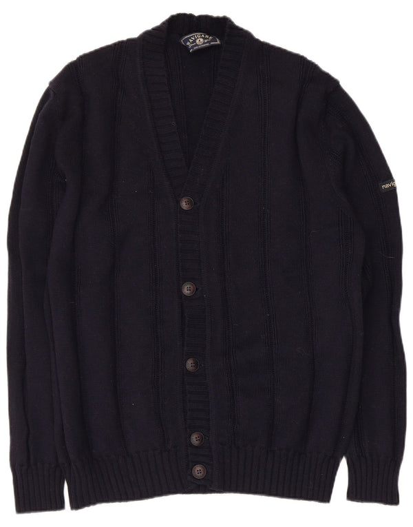 Navigare Mens Cardigan Sweater Medium Navy Blue Wool