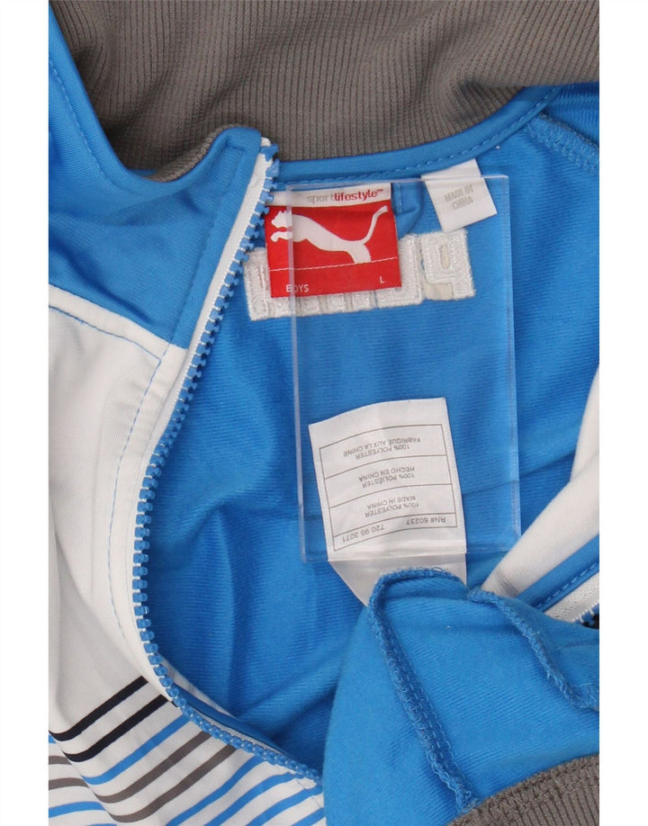 PUMA Boys Graphic Tracksuit Top Jacket 11-12 Years Large  Blue Colourblock