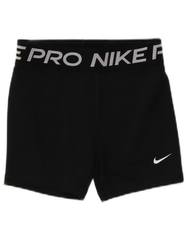 Nike Girls Dri Fit Graphic Sport Shorts 12-13 Years Large Black Polyester