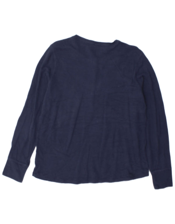 L.L.Bean Womens Top Long Sleeve UK 18 XL Navy Blue Cotton