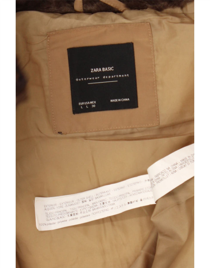 Zara Womens Padded Jacket UK 16 Large Brown Polyester
