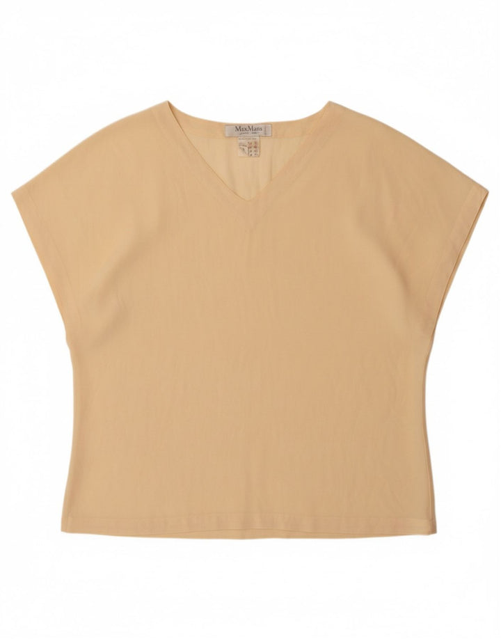 MAX MARA Womens T-Shirt Top UK 14 Large  Beige Silk