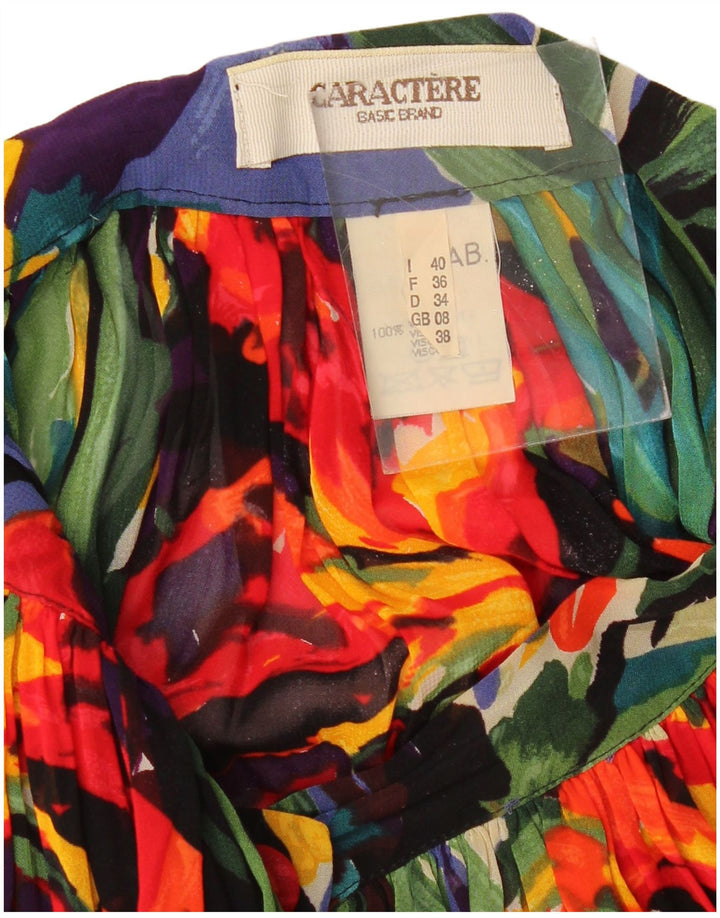 CARACTERE Womens Pleated Skirt UK 8 Small W26 Multicoloured Floral Viscose