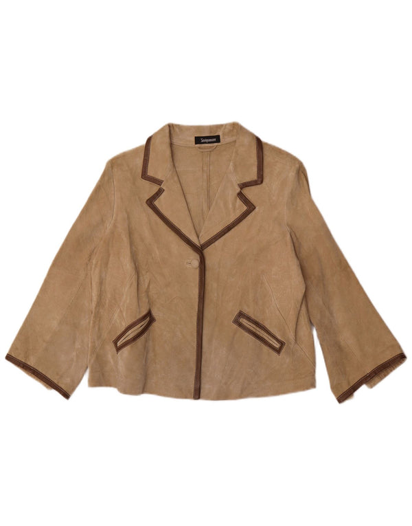 Sinequanone Womens 3/4 Sleeve Suede Bolero Jacket IT 42 Medium Beige
