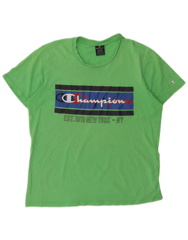 Champion Mens Graphic T-Shirt Top Medium Green