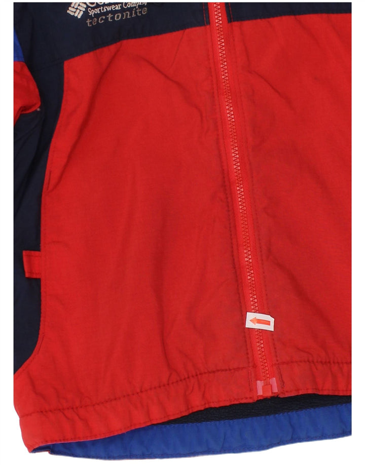 COLUMBIA Boys Hooded Windbreaker Jacket 2-3 Years Red Colourblock