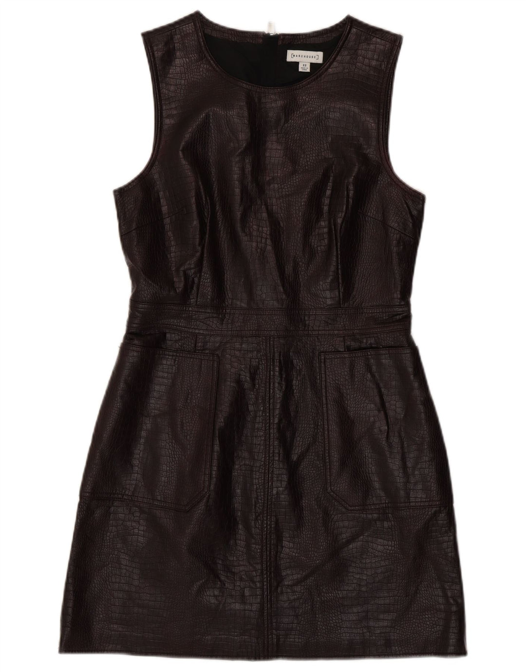 WAREHOUSE Womens Sleeveless Sheath Dress UK 12 Medium Brown Animal Print