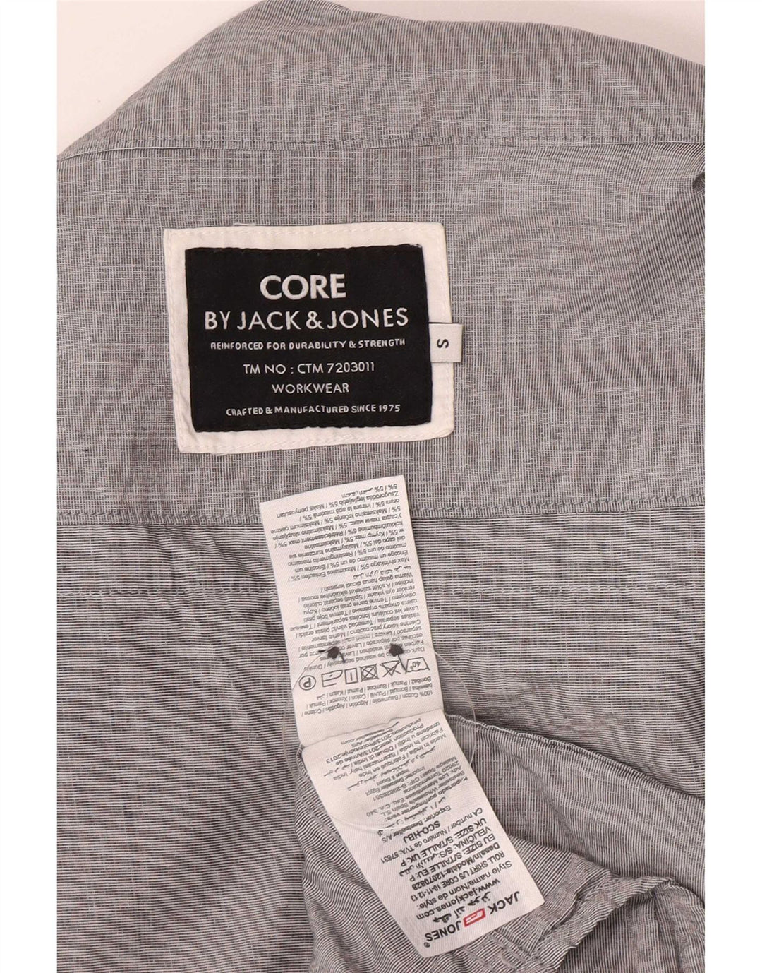 Jack & Jones Mens Roll Neck Shirt Small Grey Cotton