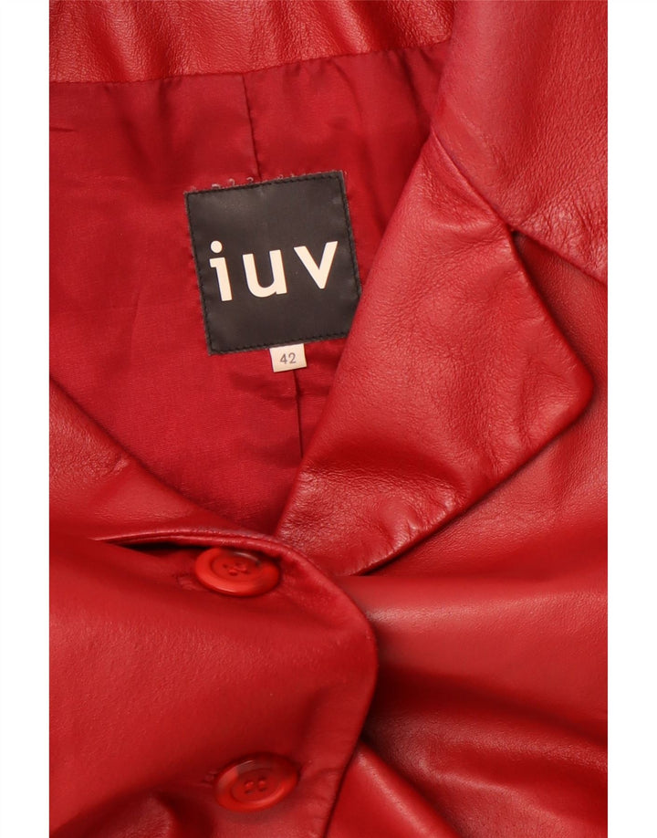 VINTAGE Womens Leather Jacket IT 42 Medium Red Leather