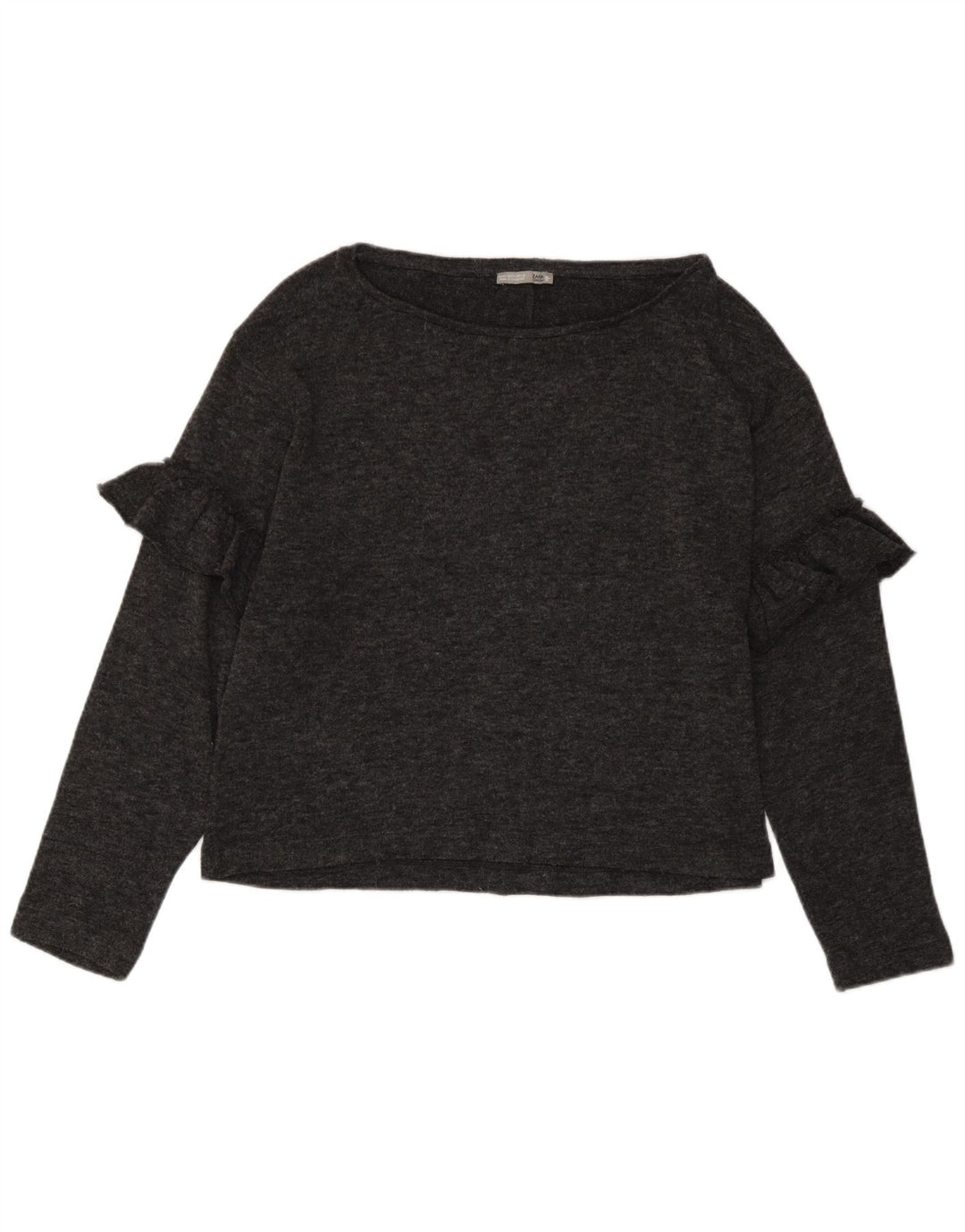 Zara Womens Top Long Sleeve UK 12 Medium Grey Flecked