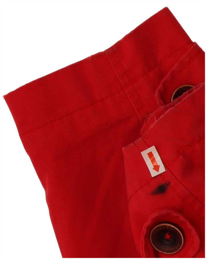 JOULES Womens Hooded Rain Jacket UK 12 Medium Red Cotton