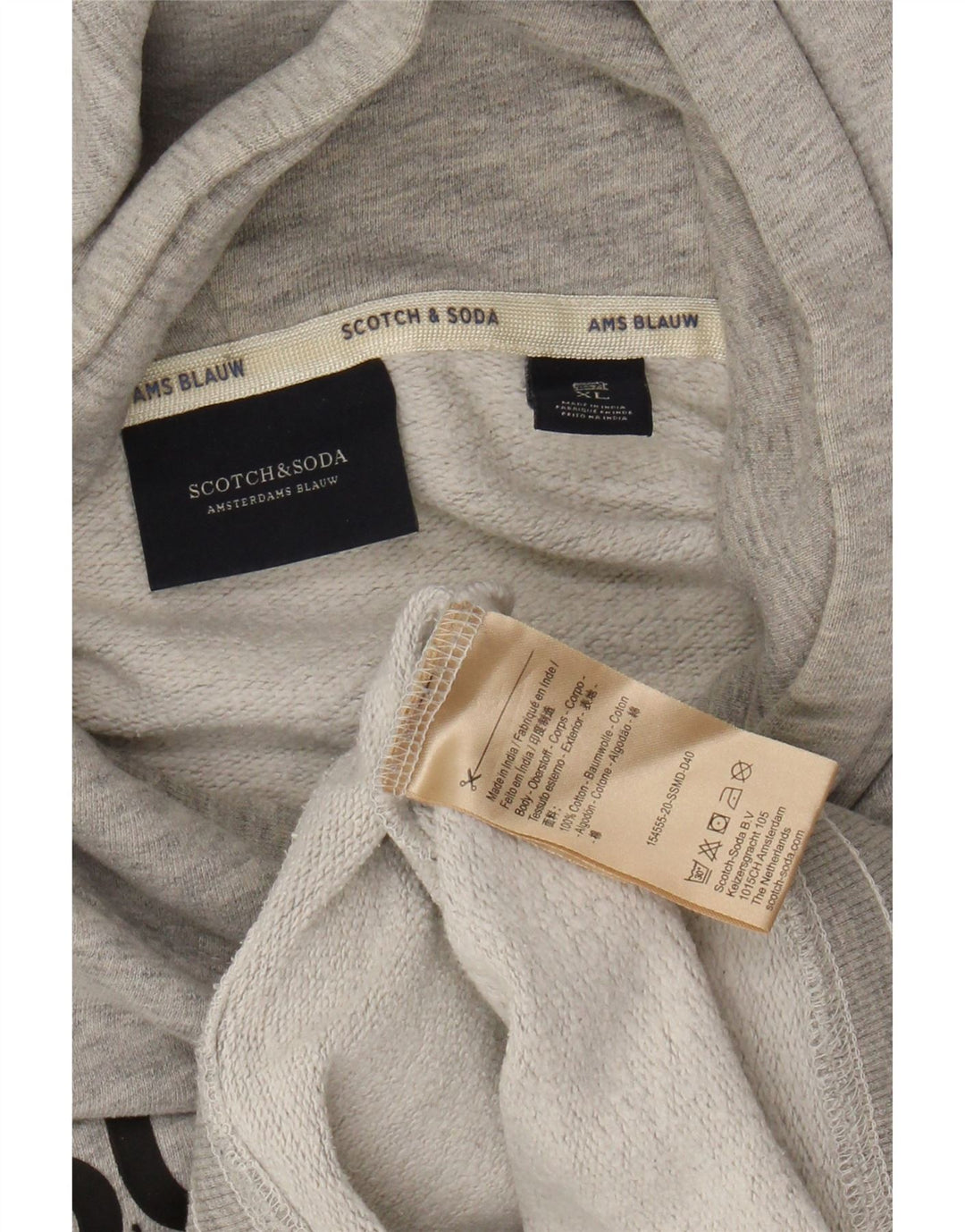 SCOTCH & SODA Mens Graphic Hoodie Jumper XL Grey Cotton