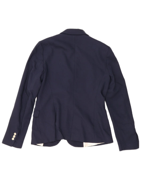 Zara Womens 1 Button Blazer Jacket UK 12 Medium Navy Blue Polyester