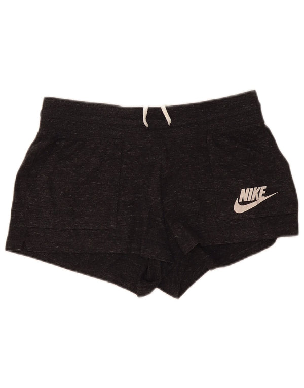 Nike Womens Sport Shorts UK 14 Medium Grey Flecked Cotton