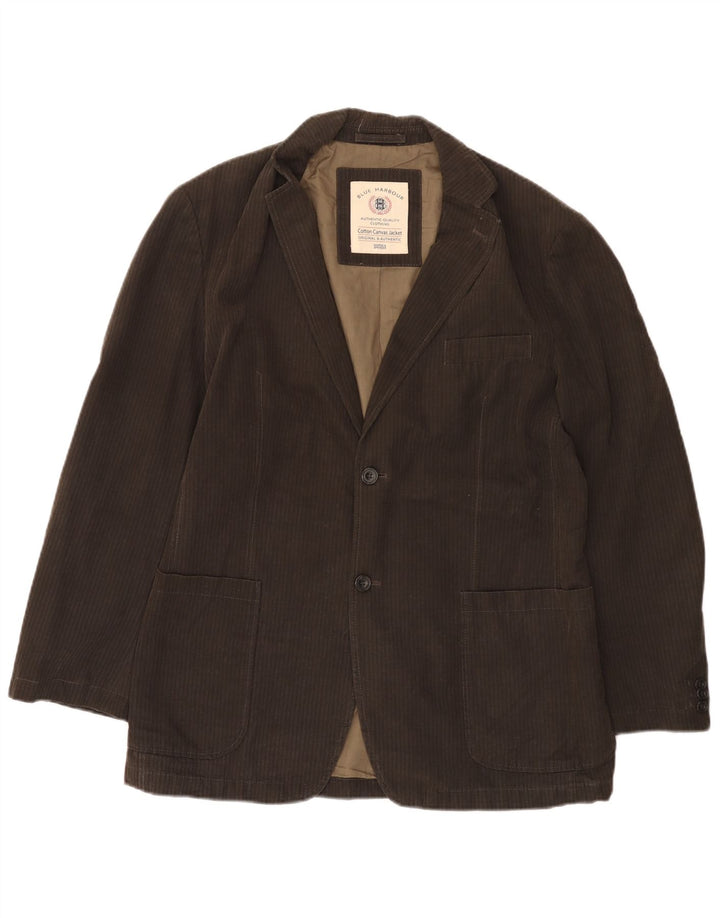 Marks & Spencer Mens 2 Button Blazer Jacket UK 38 Medium Brown Pinstripe