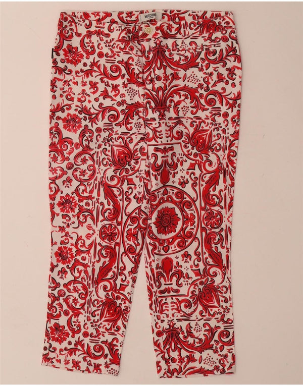 MOSCHINO Womens Straight Capri Trousers UK 12 Medium W28 L21 Red Paisley