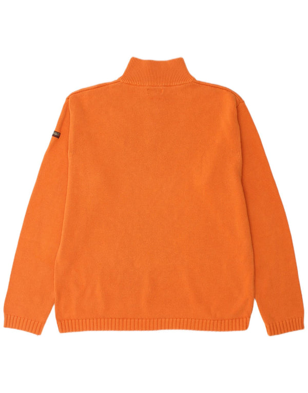NAPAPIJRI Mens Geographic Zip Neck Jumper Sweater 2XL Orange Cotton