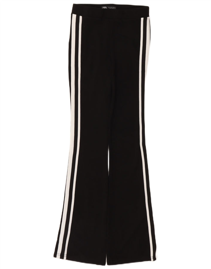 Zara Womens Flare Tracksuit Trousers Medium Black Polyamide