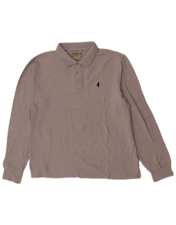 Marlboro Classics Mens Long Sleeve Polo Shirt Large Grey