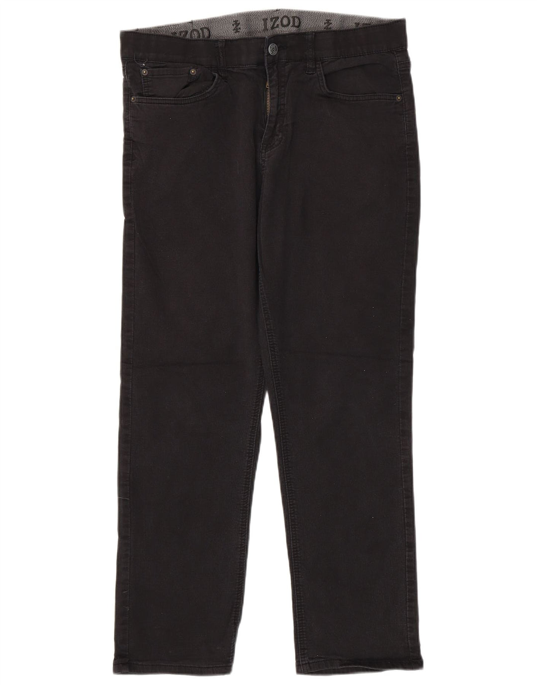 IZOD Mens Regular Fit Straight Jeans W34 L30 Black Cotton