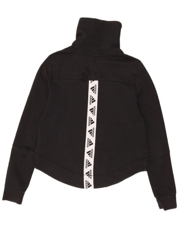 ADIDAS Womens Graphic Roll Neck Sweatshirt Jumper UK 4/6 XS Black Cotton