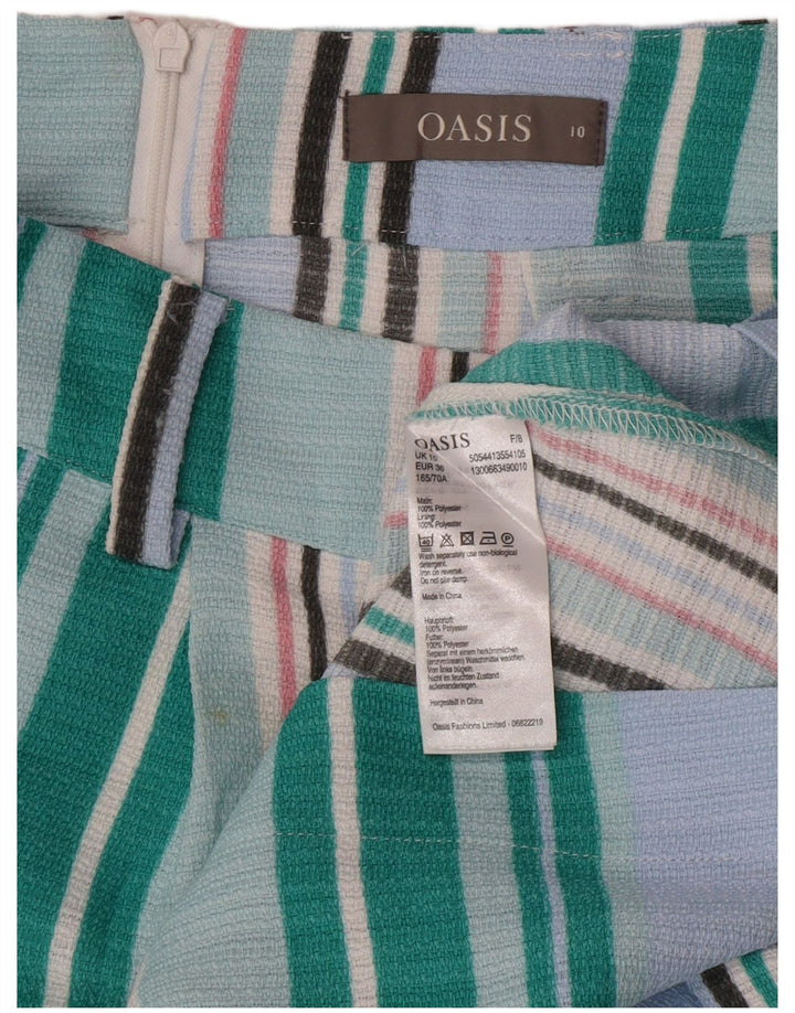 Oasis Womens A-Line Skirt UK 10 Small W27  Blue Striped Polyester
